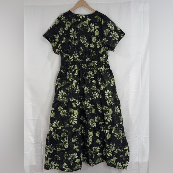 Anthropologie Somerset Maxi Dress 2X Plus Black Green Floral Boho Quiet Luxury - Picture 11 of 15